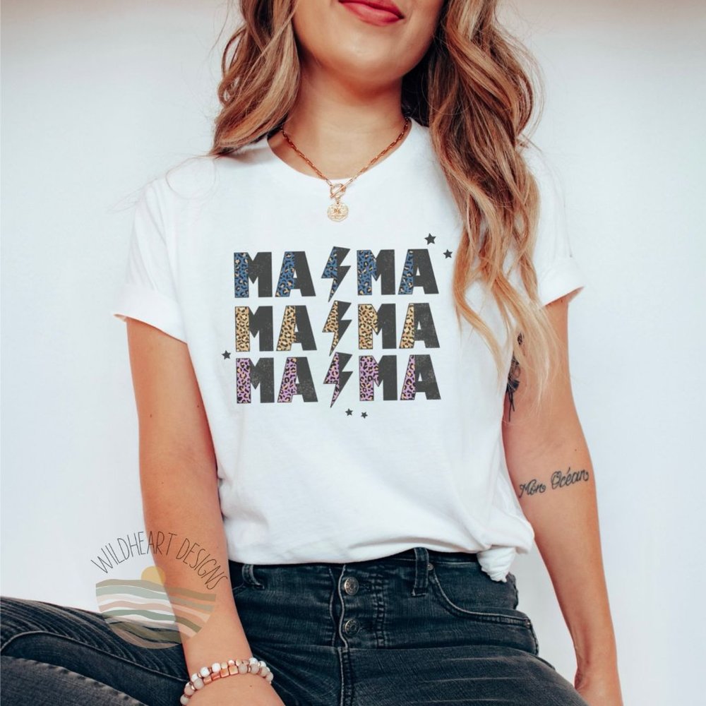 Mama Graphic T-shirt, Retro Mama Tee, Maternity Shirt - White